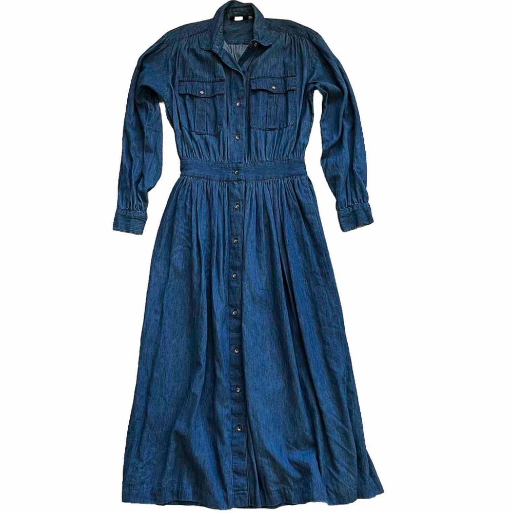 ABERCROMBIE & FITCH VINTAGE DENIM MAXI DRESS SIZE 10 COTTAGECORE PRAIRIE TRENDY - Picture 10 of 10